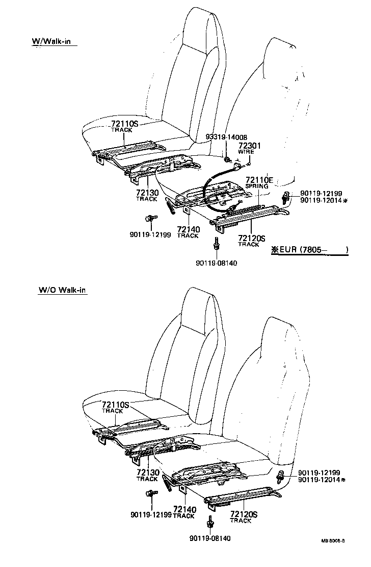 72130-12100 TRACK ASSY, RH SEAT, INNER product image