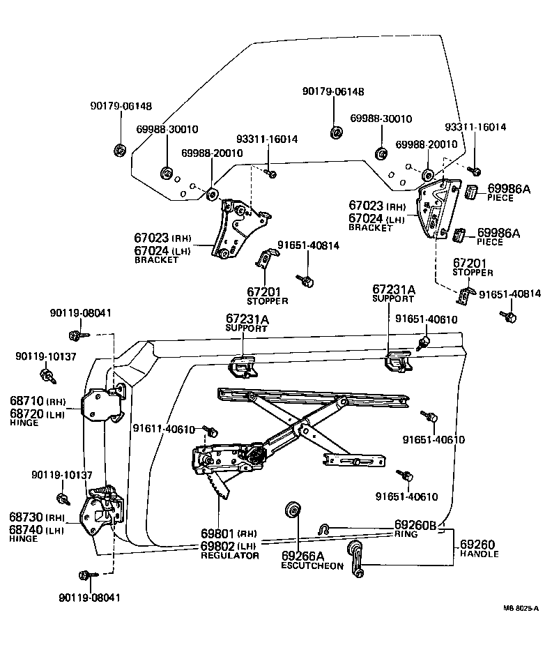 69810-30070 REGULATOR SUB-ASSY, FRONT DOOR WINDOW, RH product image