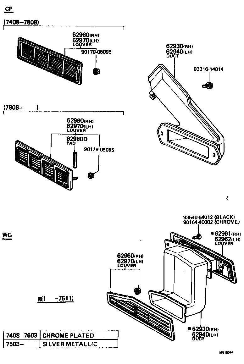 62952-19145 LOUVER ASSY, ROOF SIDE VENT, LH product image