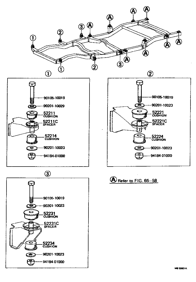 Toyota 52202-35021 CUSHION, BODY MOUNT, NO.1 LOWER