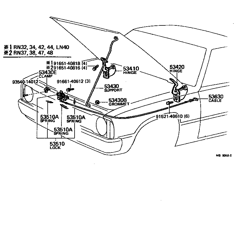 Toyota 53630-89108 CABLE ASSY, HOOD LOCK CONTROL