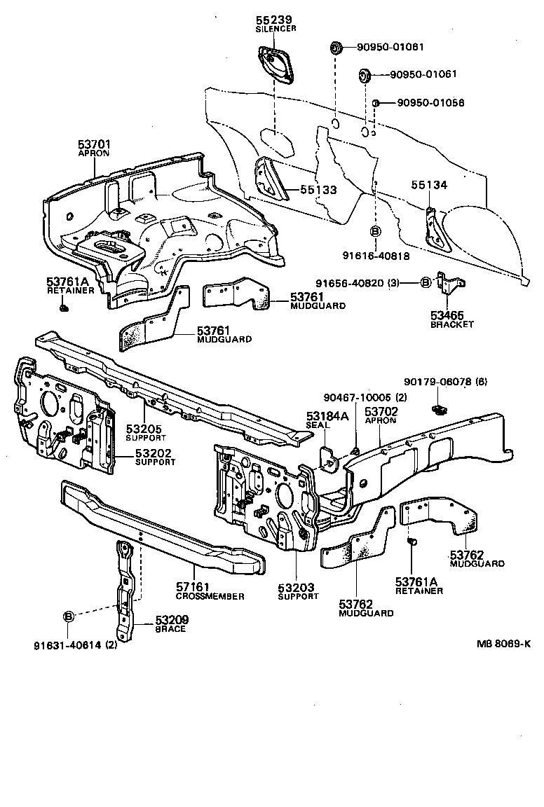 53702-95124 APRON SUB-ASSY, FRONT FENDER, LH product image