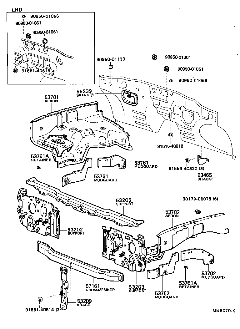 53701-95110 APRON SUB-ASSY, FRONT FENDER, RH product image