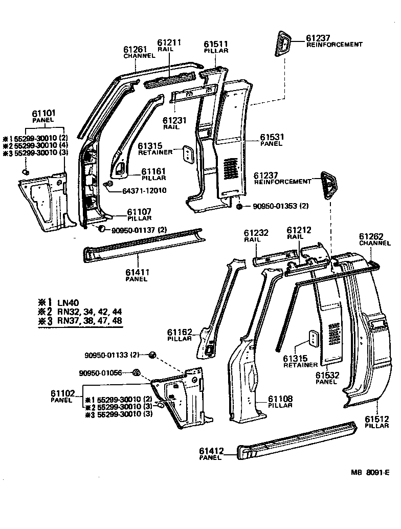 Toyota 61232-95111 RAIL, ROOF SIDE, INNER LH
