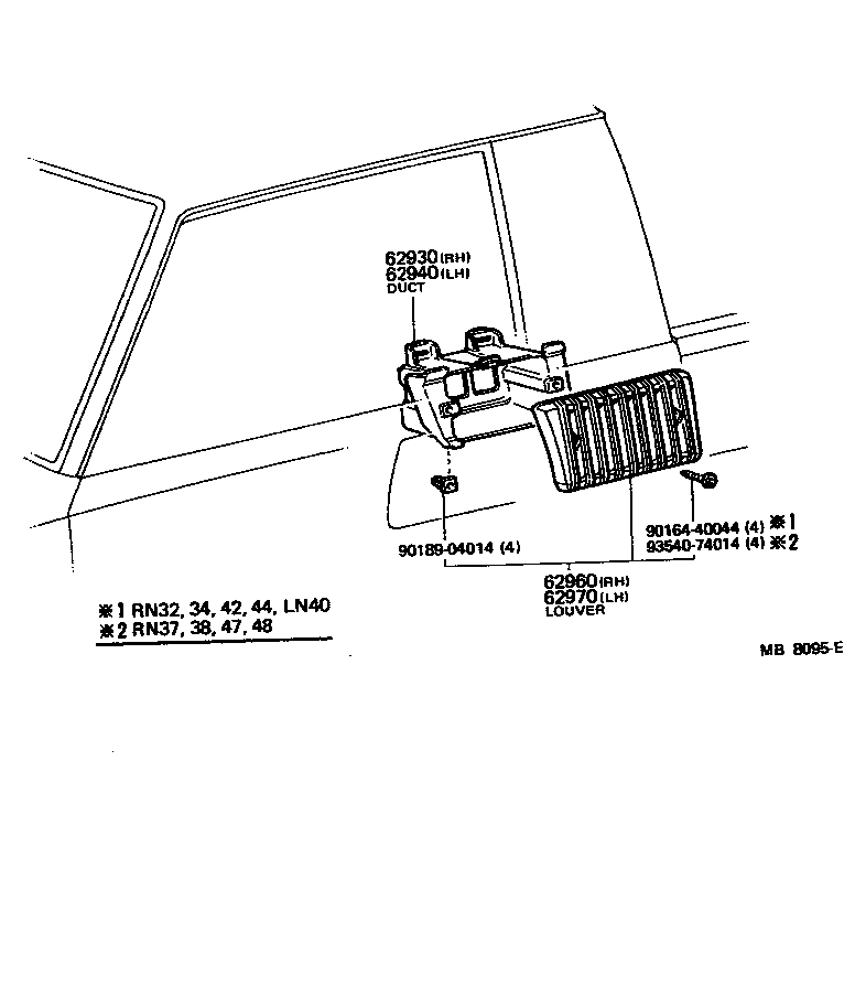 Toyota 62952-39045 LOUVER ASSY, ROOF SIDE VENT, LH