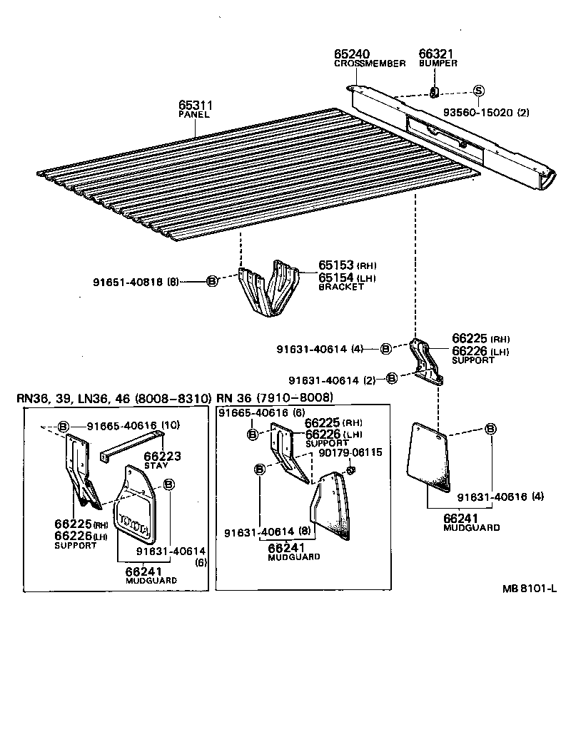 65240-95129 CROSSMEMBER, REAR BODY FLOOR, TAIL product image