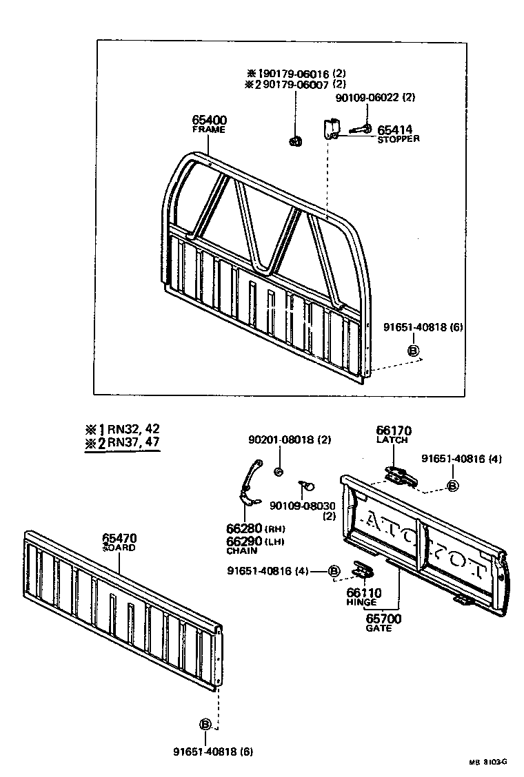 Toyota 65414-89102 STOPPER, GUARD FRAME