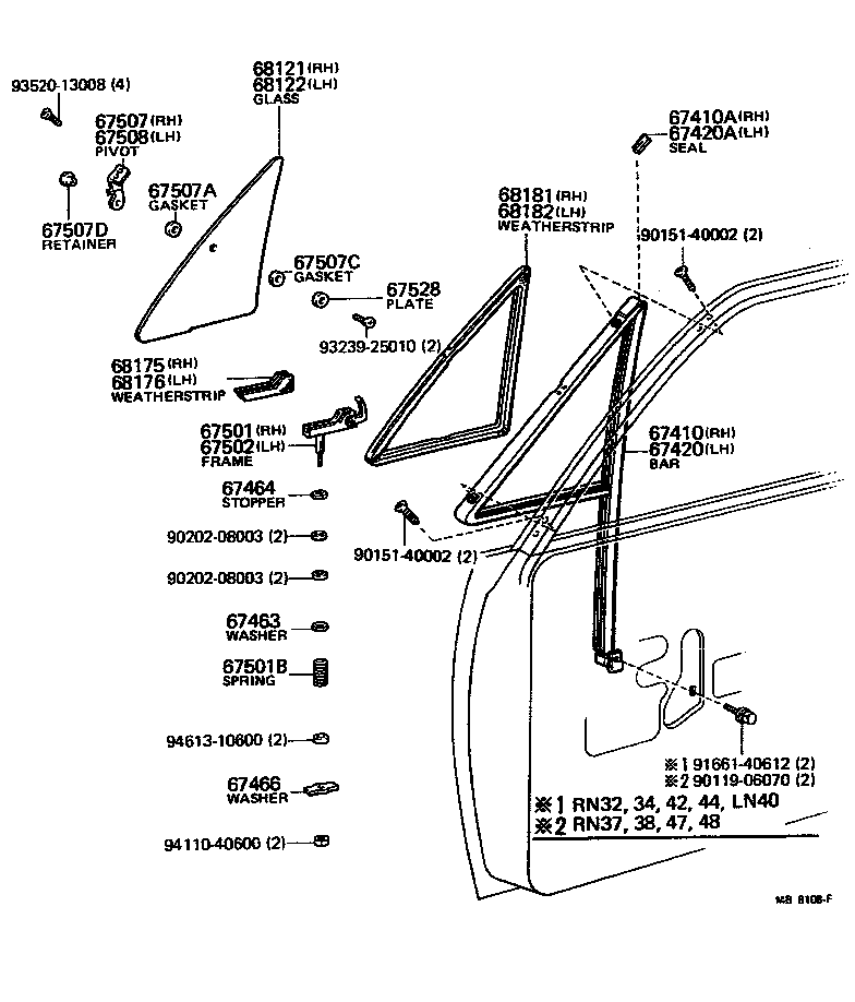 Toyota 67466-89101 WASHER, LOCK(FOR VENT WINDOW GLASS FRAME)