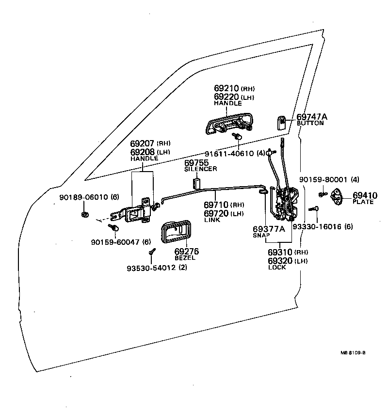 Toyota 69210-89107 HANDLE ASSY, FRONT DOOR, OUTSIDE RH