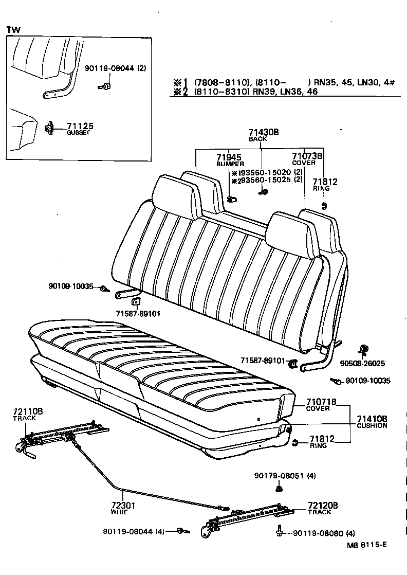 71073-95147 COVER, FRONT SEAT BACK, RH(FOR SEPARATE TYPE) product image