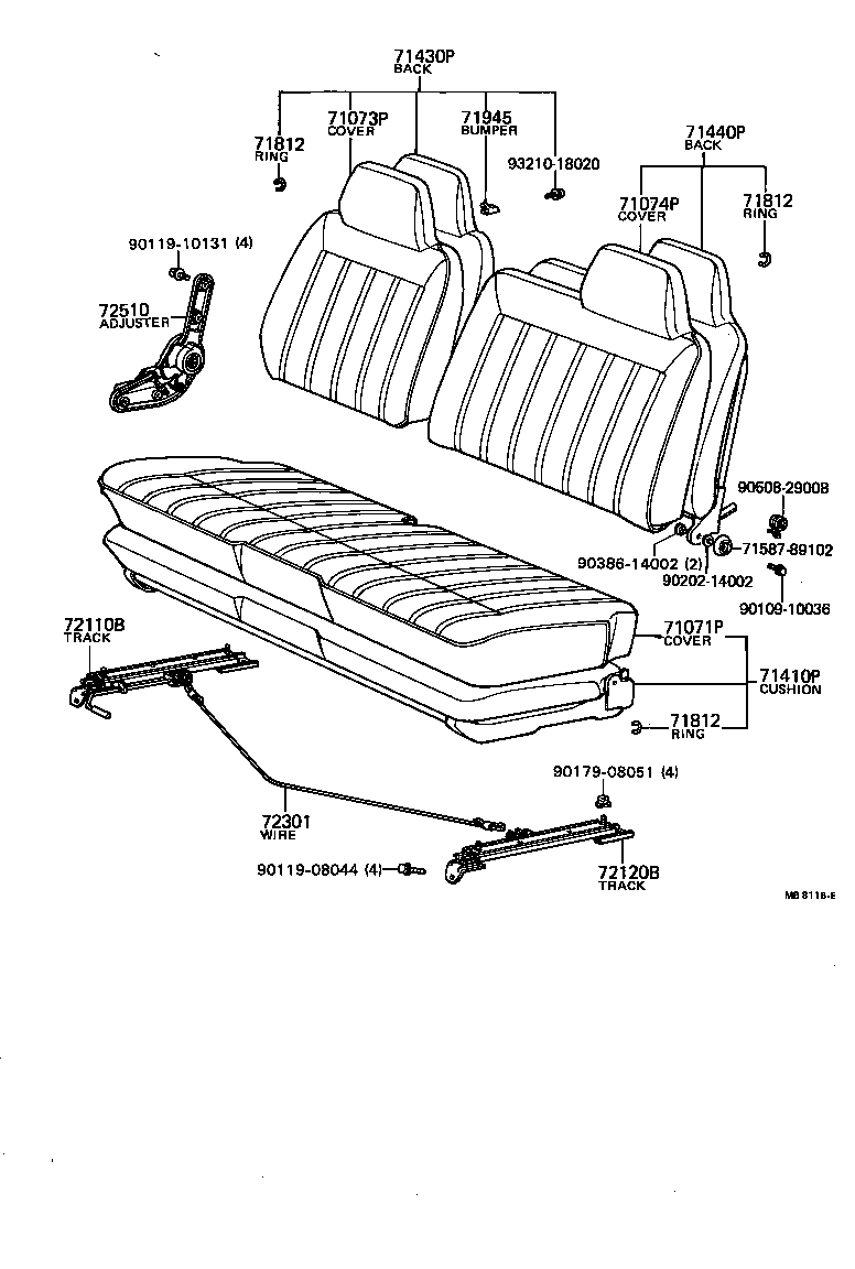 71073-95147 COVER, FRONT SEAT BACK, RH(FOR SEPARATE TYPE) product image