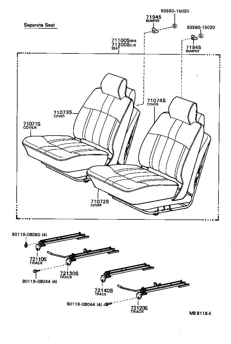 71073-95147 COVER, FRONT SEAT BACK, RH(FOR SEPARATE TYPE) product image
