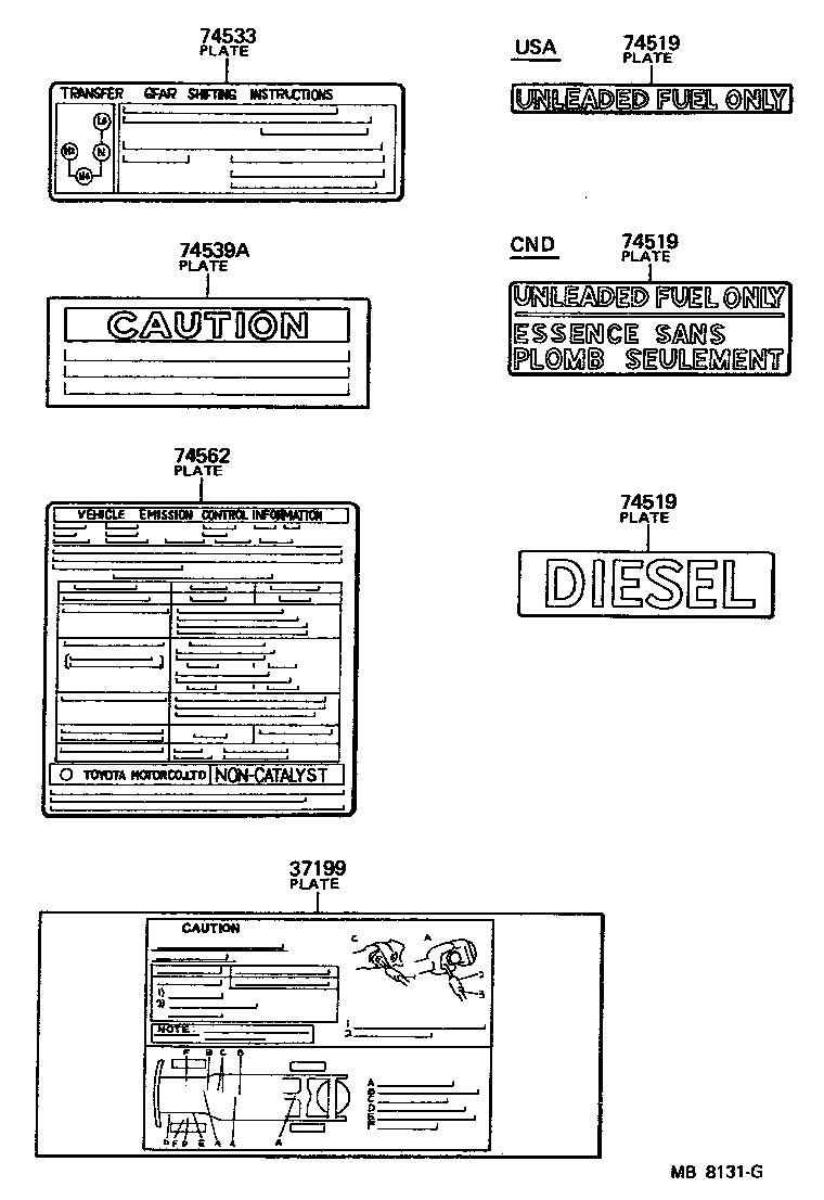 Toyota 74559-89101 PLATE, FUEL CAUTION