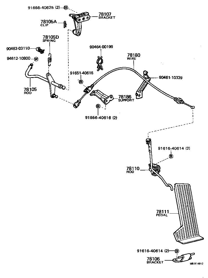 78185-95110 SUPPORT, ACCELERATOR CONTROL CABLE, NO.1 product image