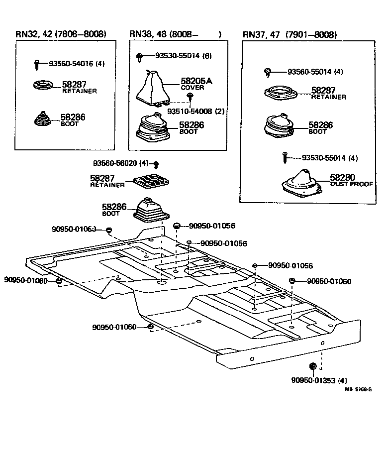 Toyota 58209-95111 BOOT, SHIFT & SELECT LEVER, NO.1