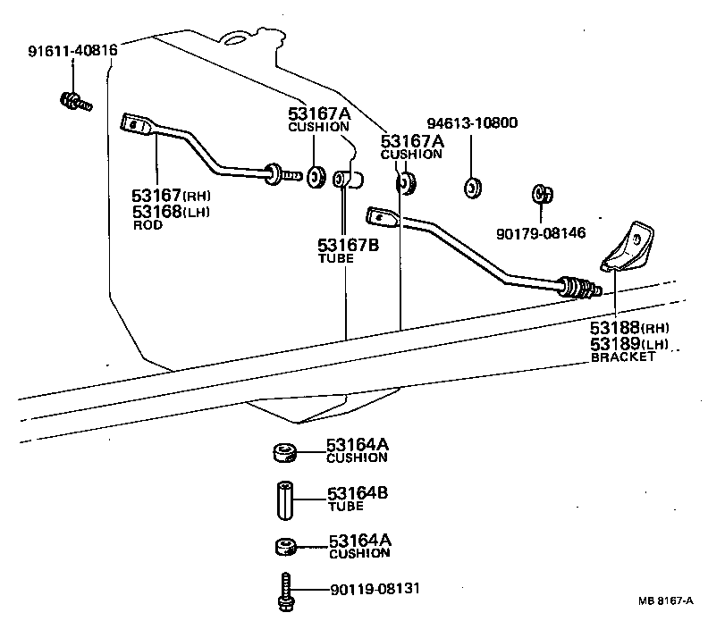 53167-28010 ROD, RADIATOR BRACE, RH product image