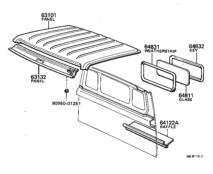 63142-87002 REINFORCEMENT SUB-ASSY, ROOF PANEL, REAR product image