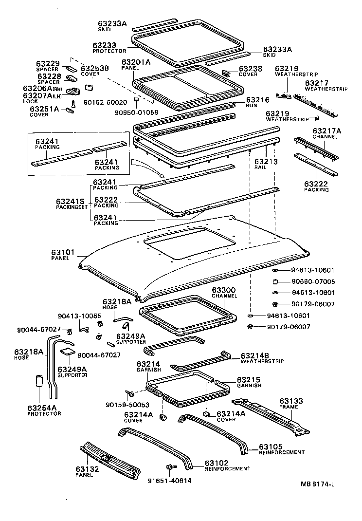 63142-87002 REINFORCEMENT SUB-ASSY, ROOF PANEL, REAR product image