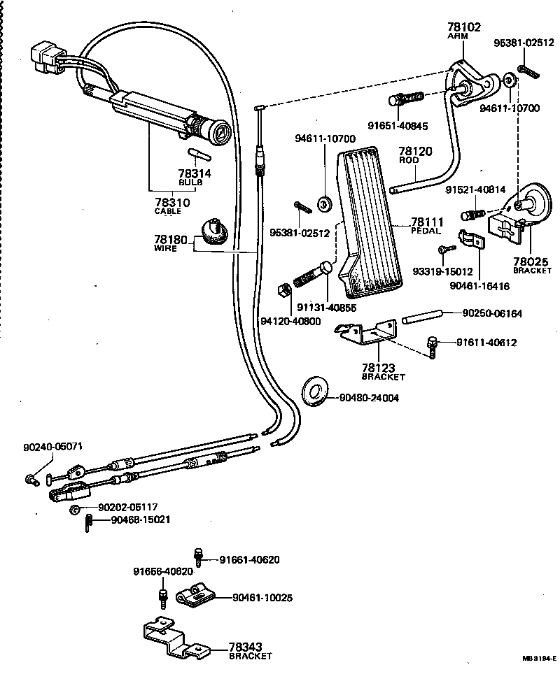 78108-87002 BRACKET, ACCELERATOR WIRE SUPPORT product image
