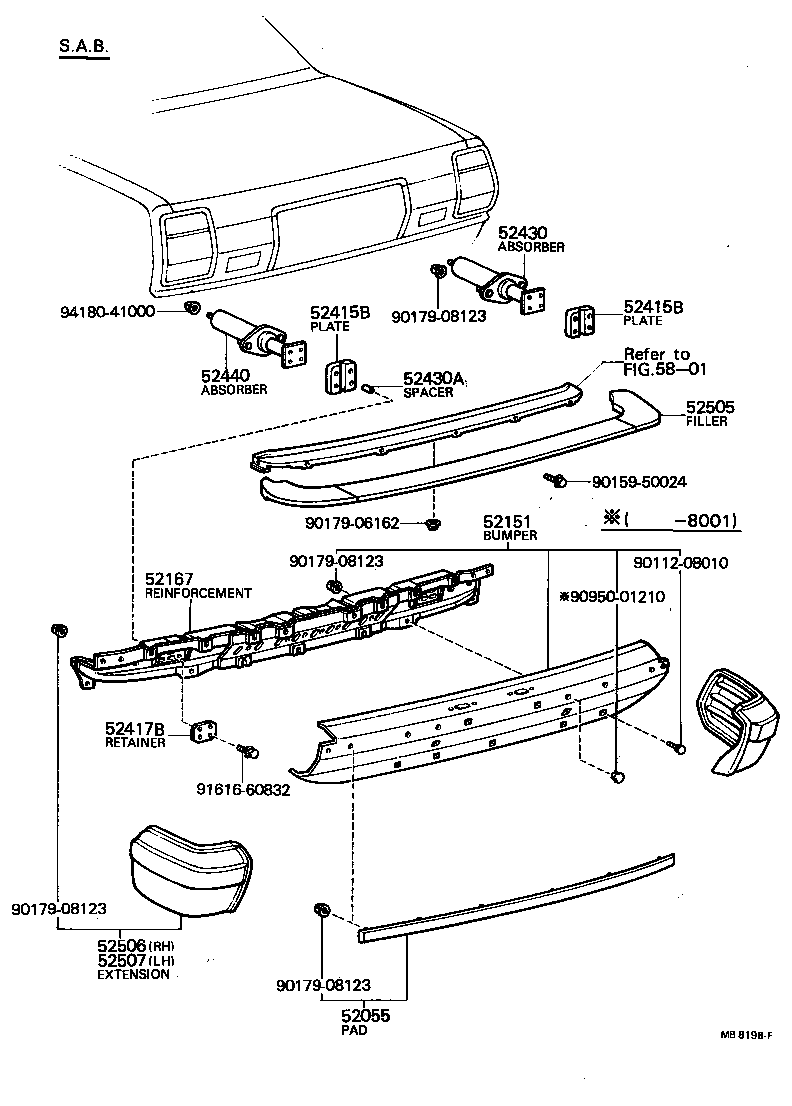 52055-29025 PAD SUB-ASSY, REAR BUMPER product image
