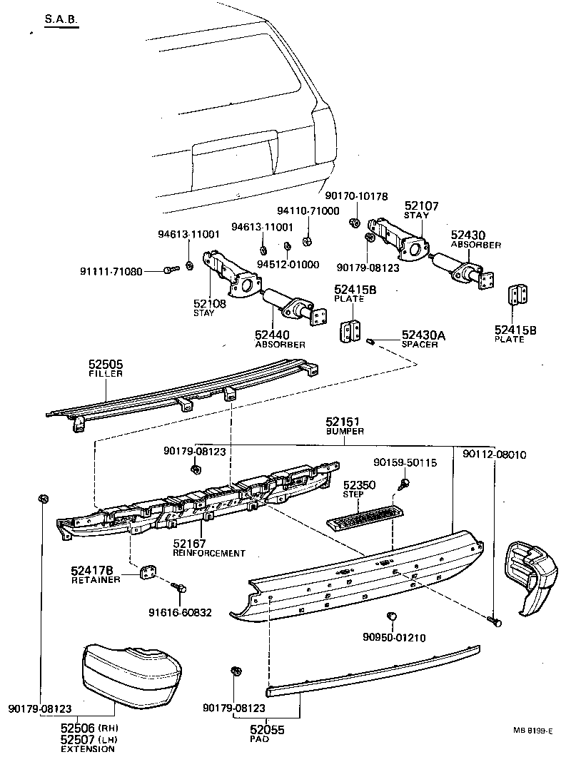 52055-29025 PAD SUB-ASSY, REAR BUMPER product image