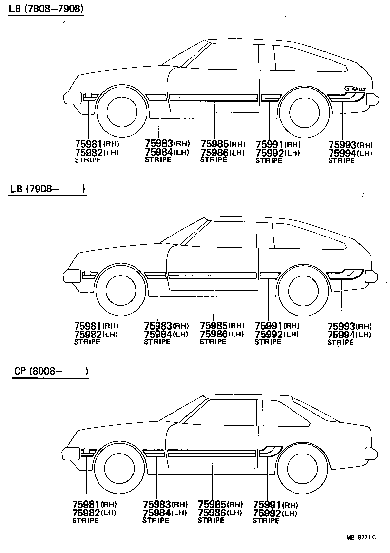 75983-14101-08 STRIPE, FRONT FENDER, RH NO.2 product image