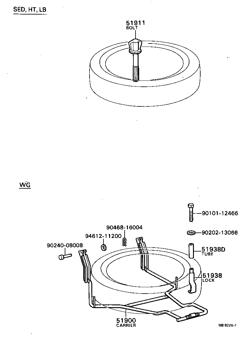 51900-91258 CARRIER ASSY, SPARE WHEEL product image