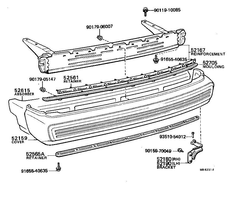 52181-20070 STAY SUB-ASSY, REAR BUMPER, RH product image