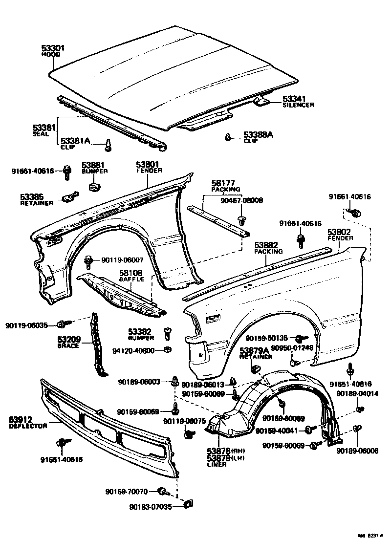 Toyota 53875-20020 LINER, FRONT FENDER, RH