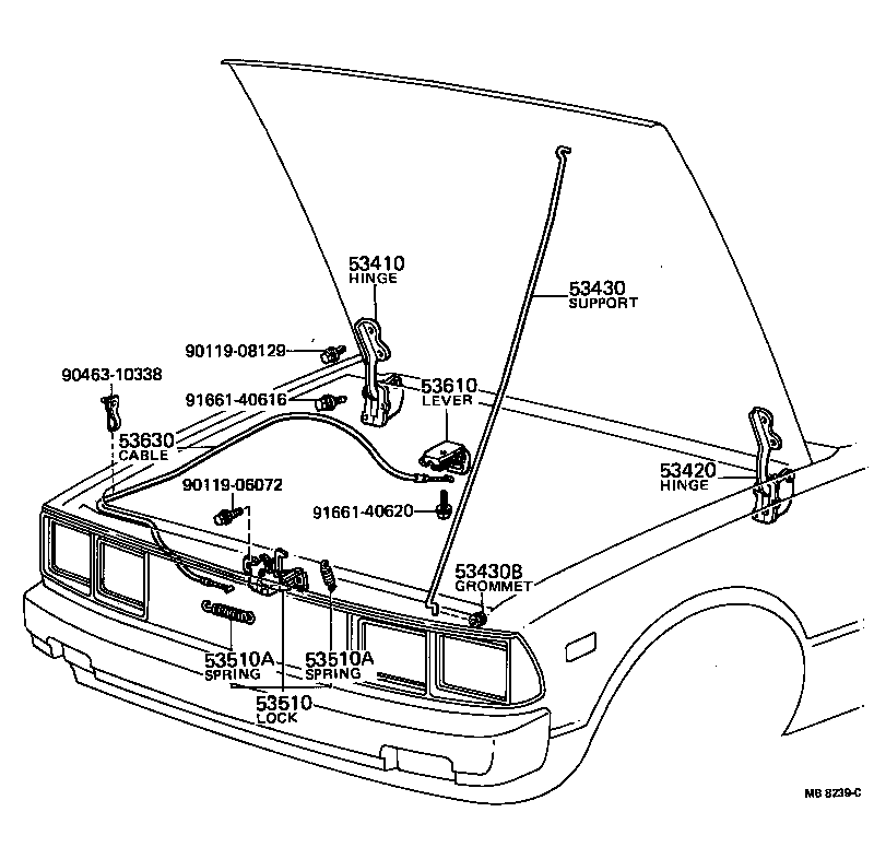 53510-20090 LOCK ASSY, HOOD product image
