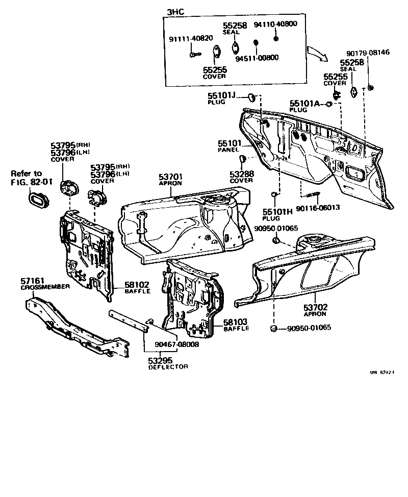 Toyota 53203-20051 BAFFLE SUB-ASSY,RADIATOR SIDE, LH