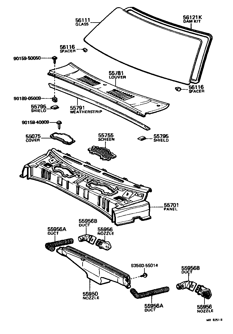 Toyota 53383-20040 WEATHERSTRIP, HOOD TO COWL TOP