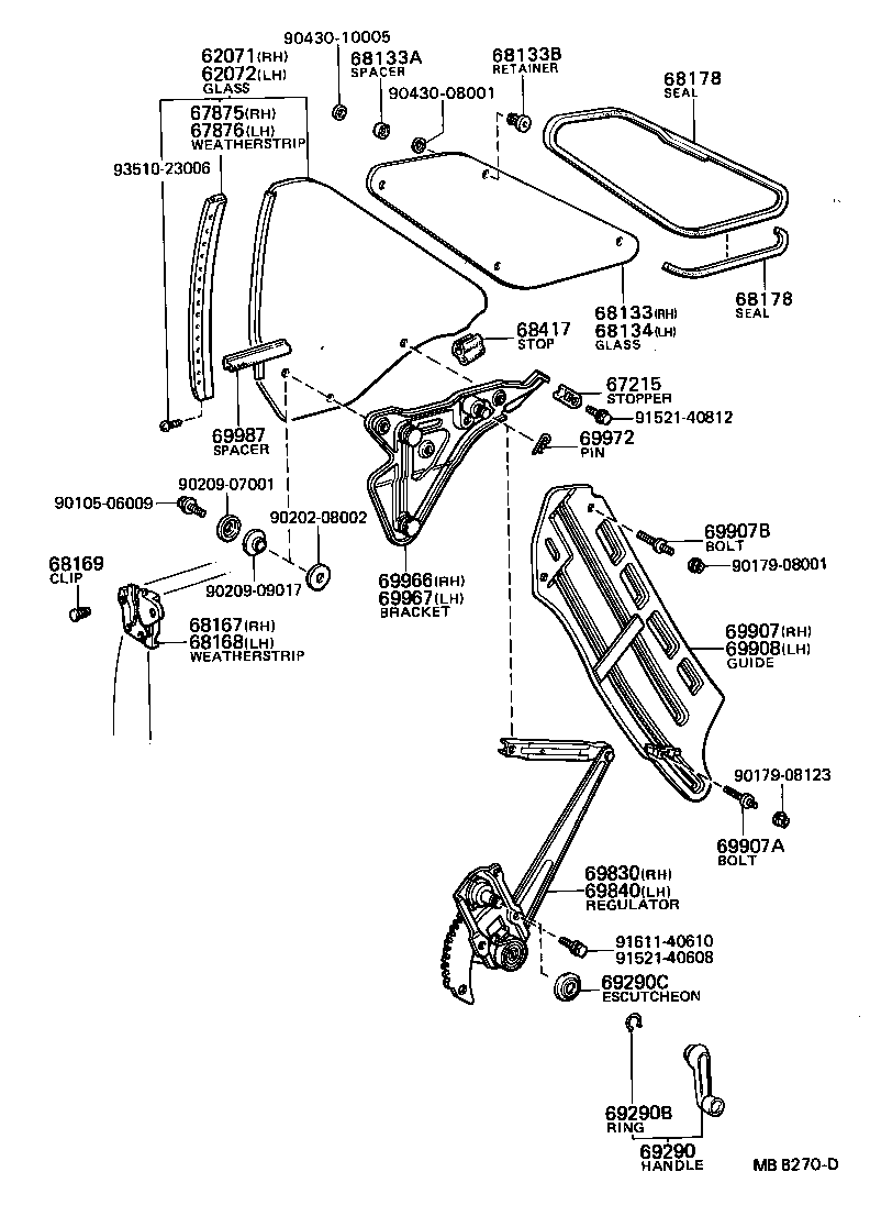 62071-95500 GLASS SUB-ASSY, QUARTER, RH product image
