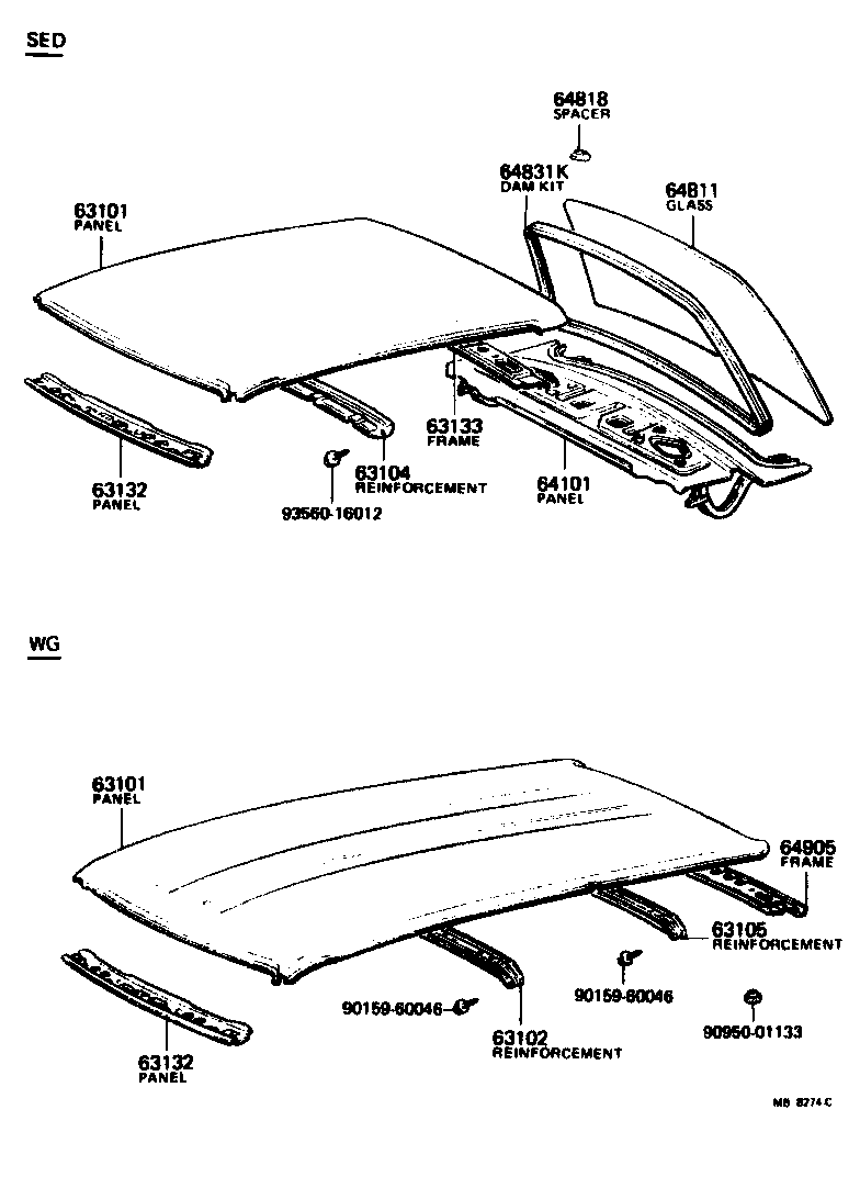Toyota 63141-20020 REINFORCEMENT SUB-ASSY, ROOF PANEL, CENTER
