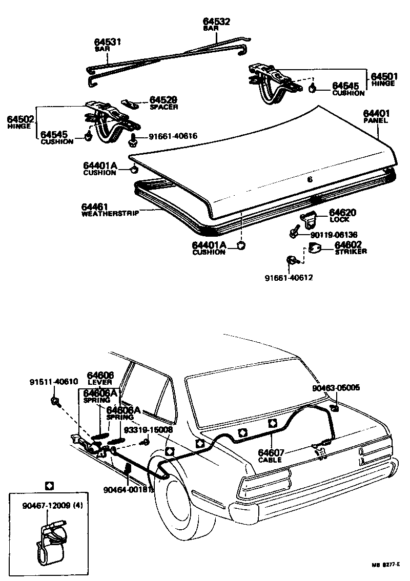 Toyota 64520-20040 HINGE SUB-ASSY, LUGGAGE COMPARTMENT DOOR, LH