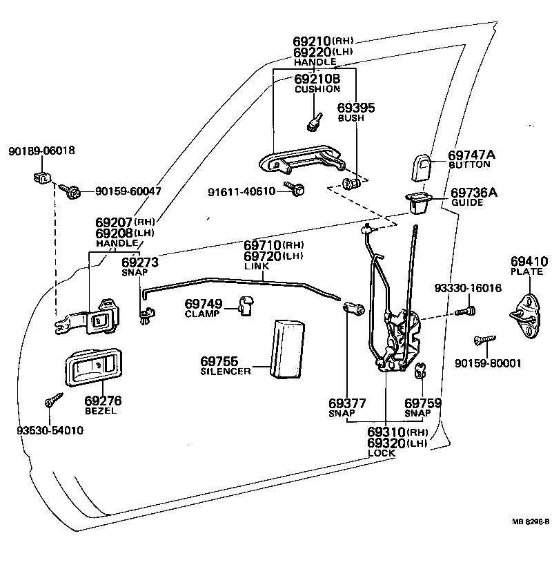 69320-95508 LOCK ASSY, FRONT DOOR, LH product image