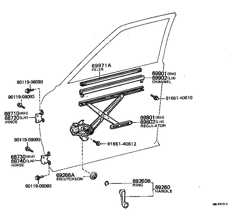 67401-95503 GUIDE SUB-ASSY, FRONT DOOR WINDOW, RH product image