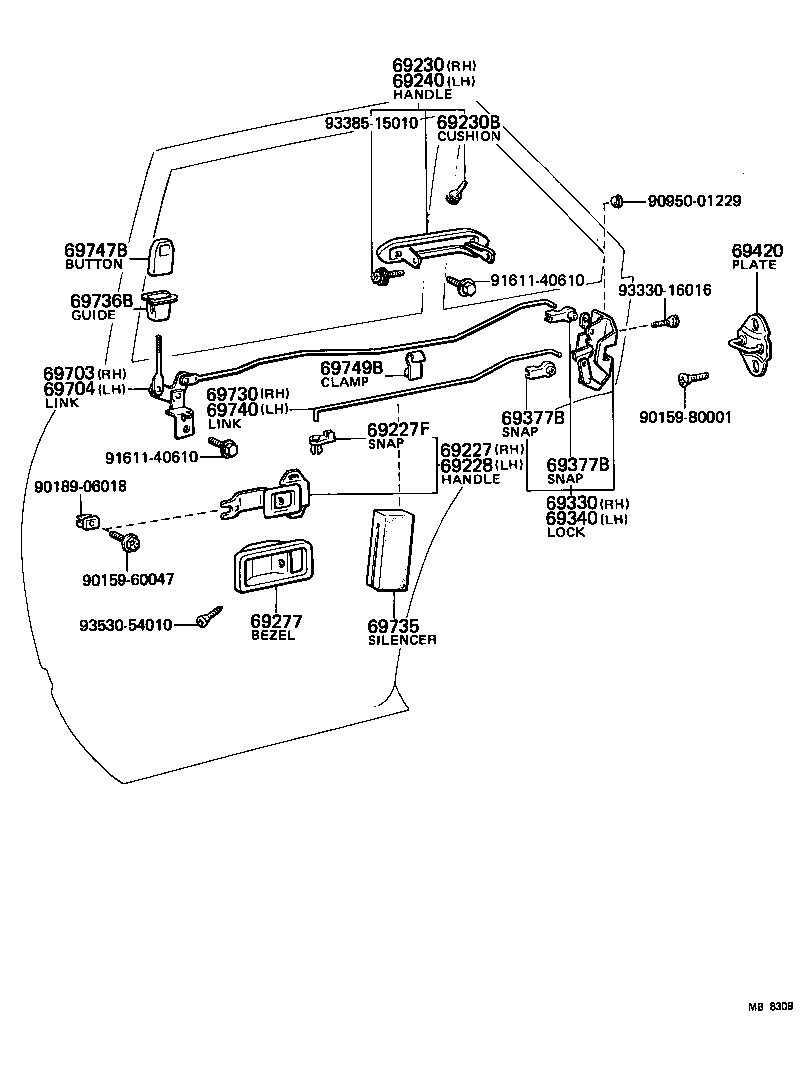 69240-20060 HANDLE ASSY, REAR DOOR OUTSIDE, LH product image
