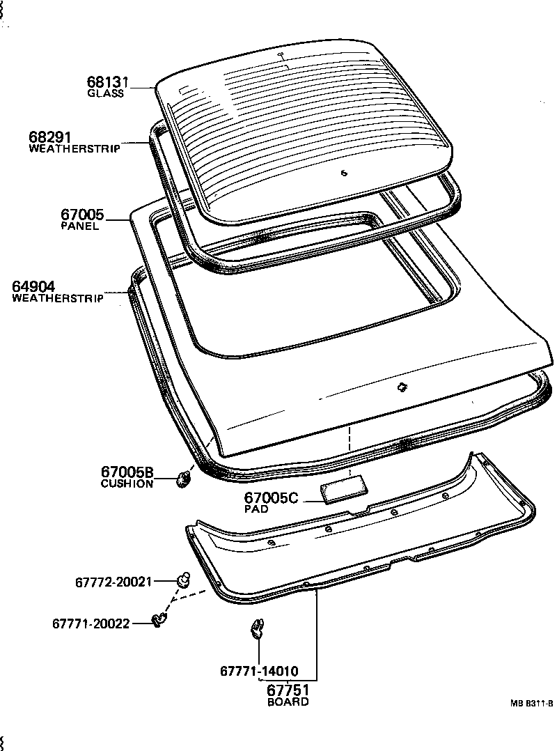 Toyota 67005-91865 PANEL SUB-ASSY, BACK DOOR