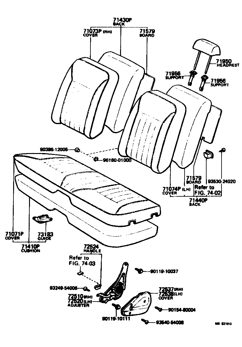 Toyota 71073-20702-06 COVER, FRONT SEAT BACK, RH(FOR SEPARATE TYPE)