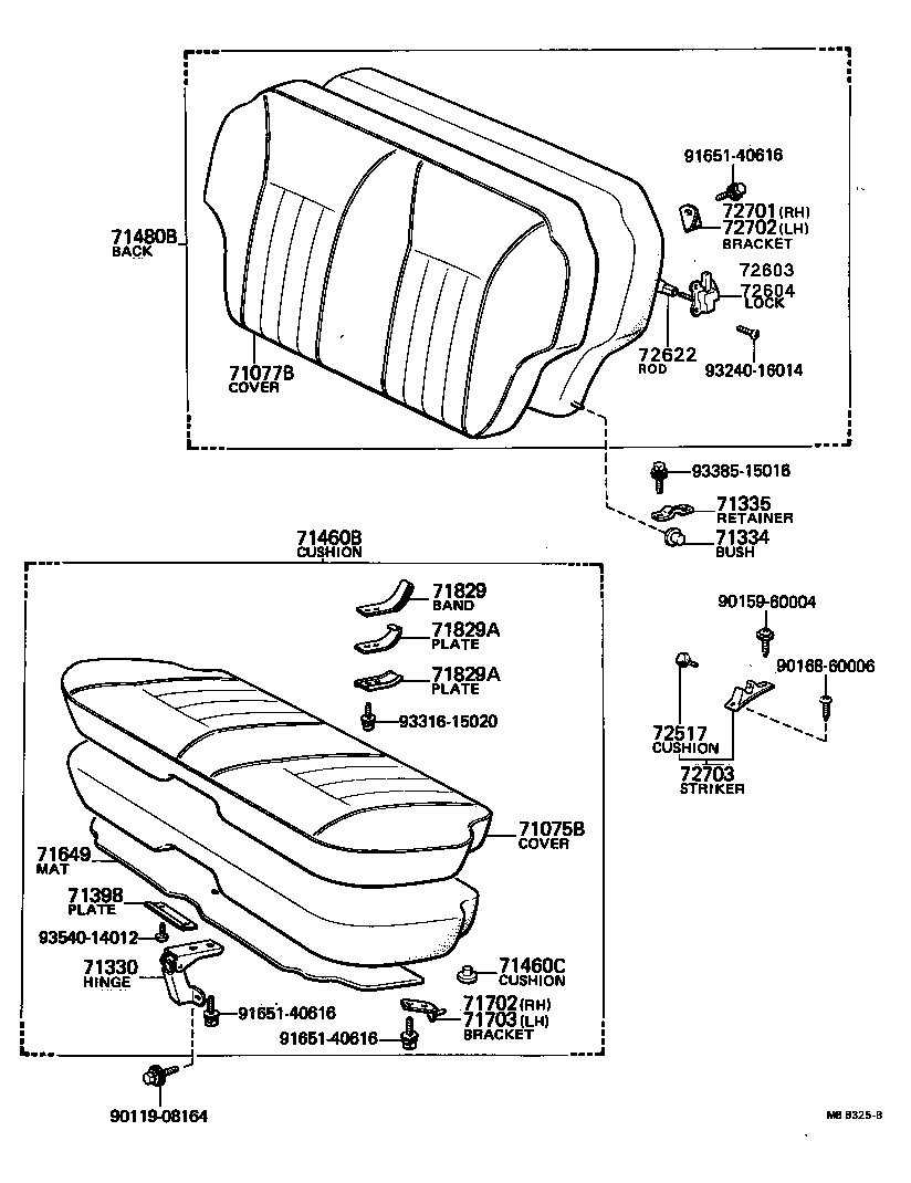 Toyota 71650-20151 SPRING ASSY, REAR SEAT CUSHION