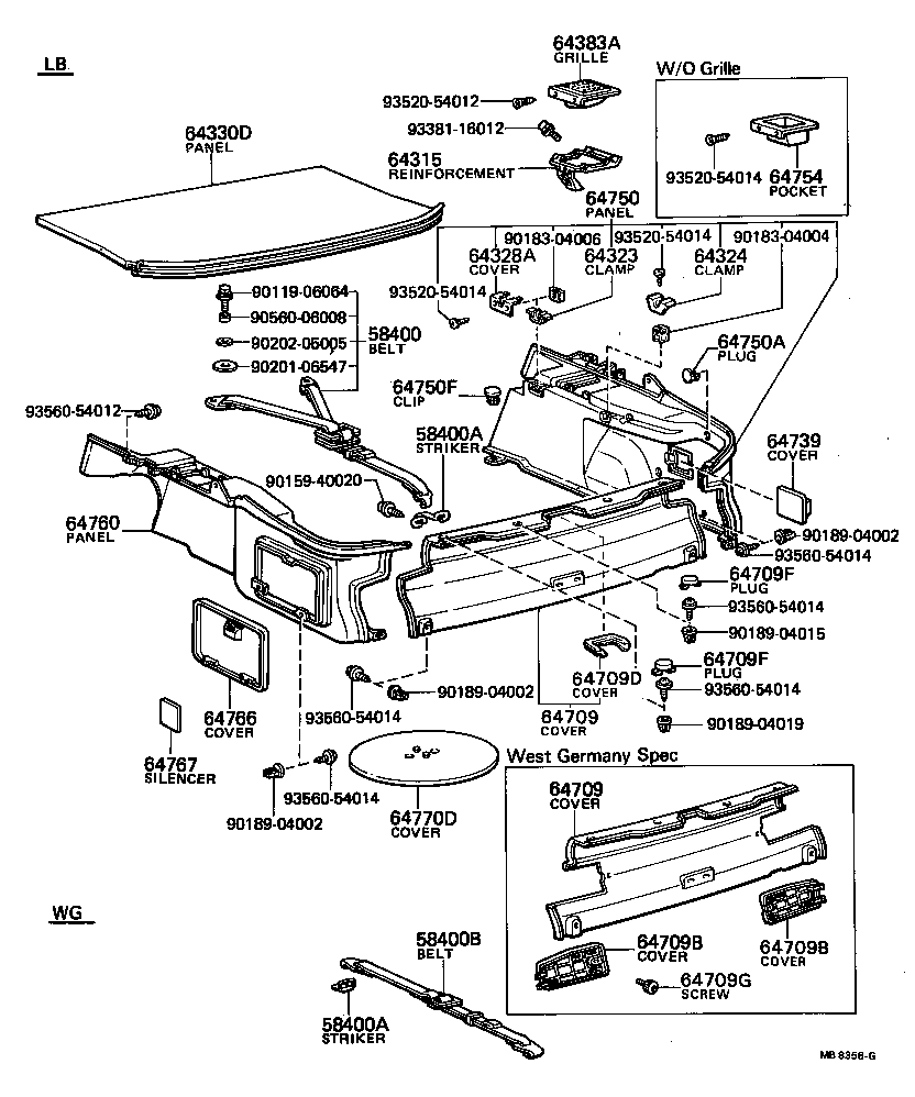 58460-91255 STRIKER, LUGGAGE HOLD BELT product image