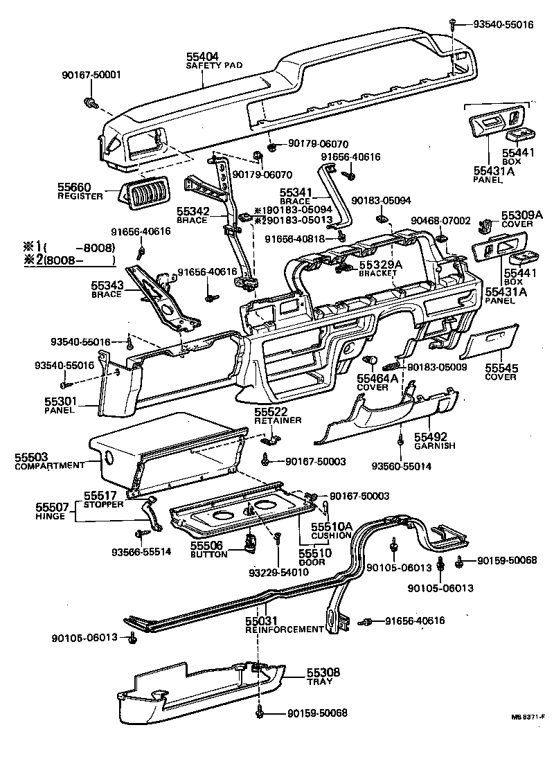 55307-20030 BRACE, INSTRUMENT PANEL, NO.2 product image