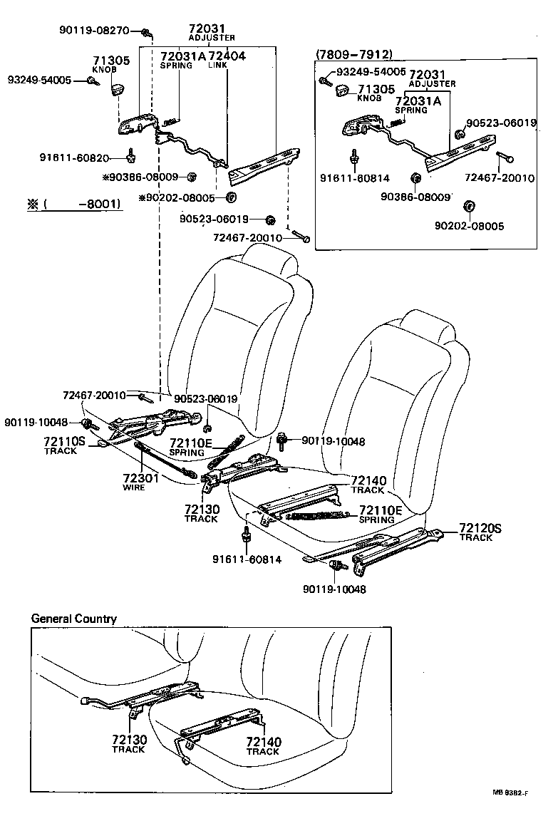72130-20080 TRACK ASSY, RH SEAT, INNER product image