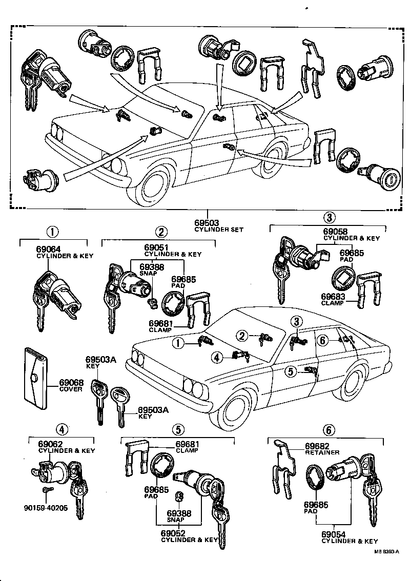 69005-29405 CYLINDER SET, LOCK product image