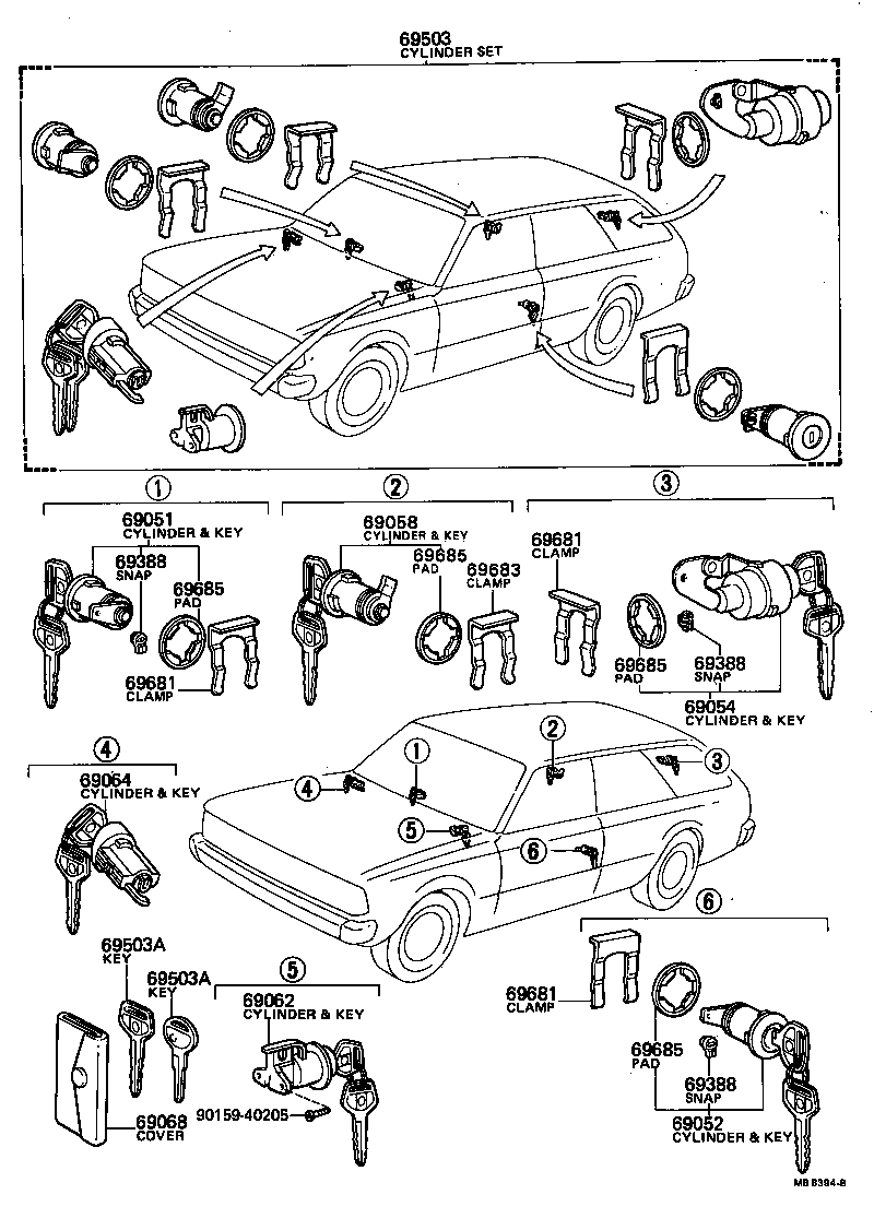 69005-29405 CYLINDER SET, LOCK product image