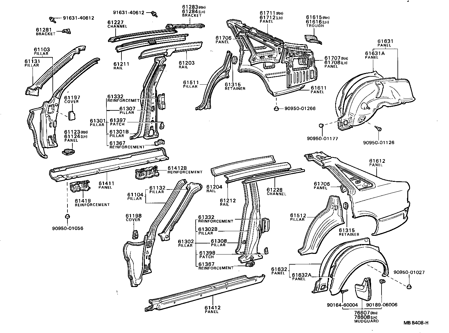 61202-95500 RAIL SUB-ASSY, ROOF SIDE, LH product image