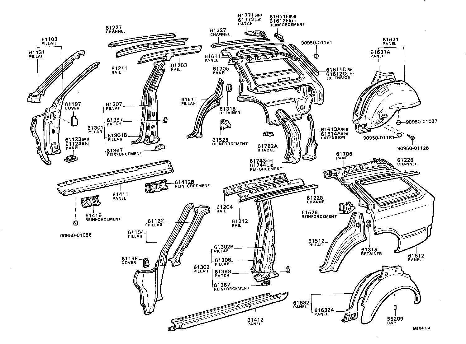 61202-95500 RAIL SUB-ASSY, ROOF SIDE, LH product image