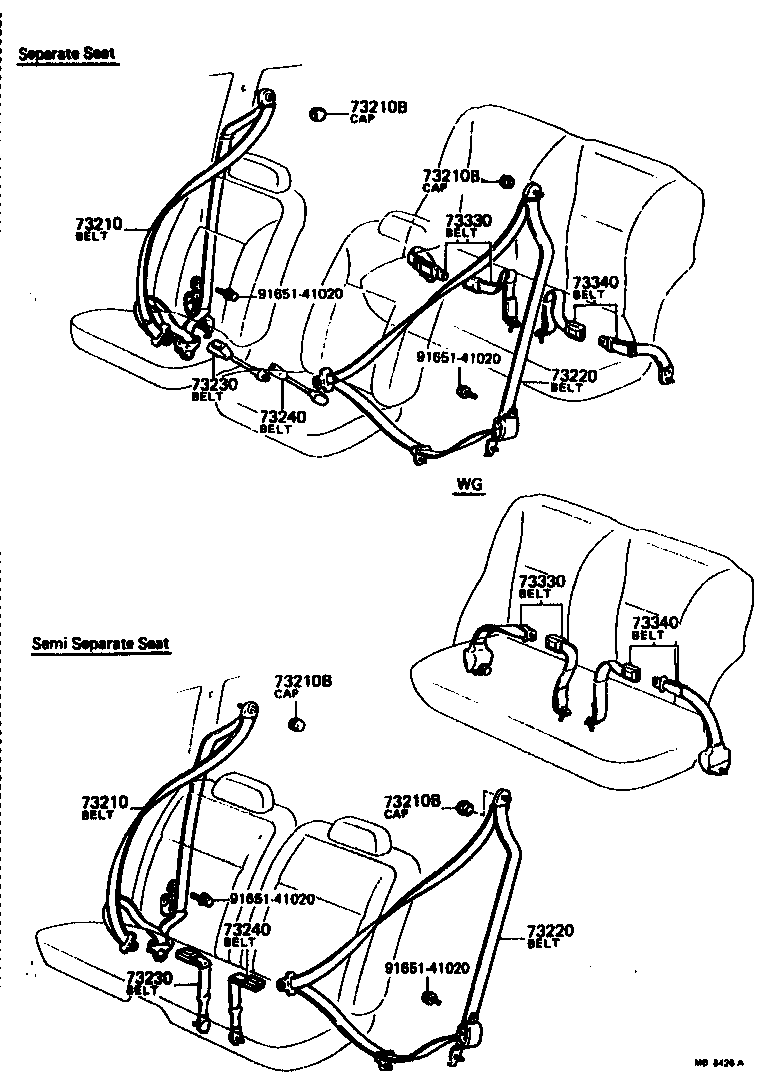Toyota 73230-20161-01 BELT ASSY, FRONT SEAT INNER, RH