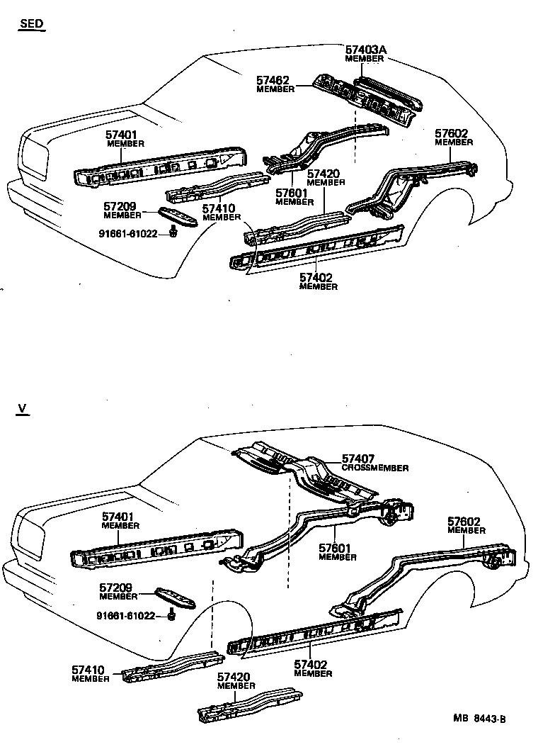 57601-96441 MEMBER SUB-ASSY, REAR FLOOR SIDE, RH product image